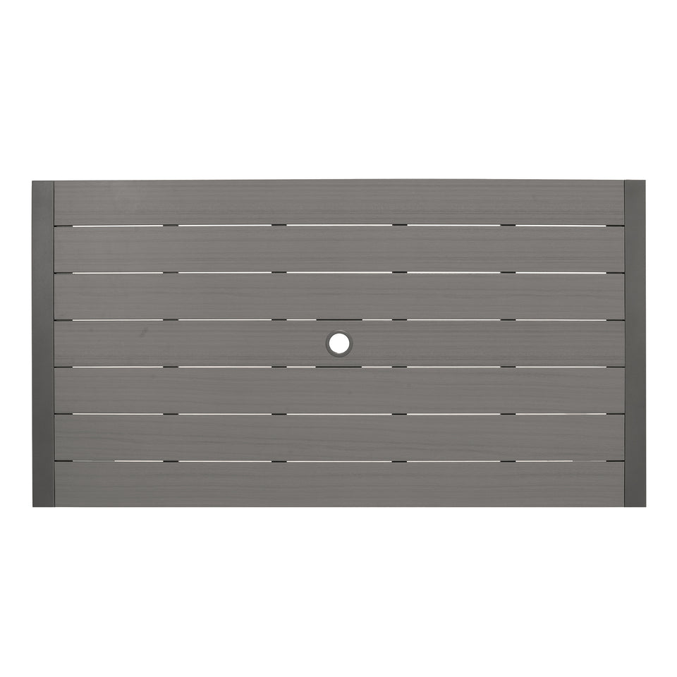 Solana 5 piece Outdoor Aluminum Dining Set in Cosmos Grey Finish with Wood Top