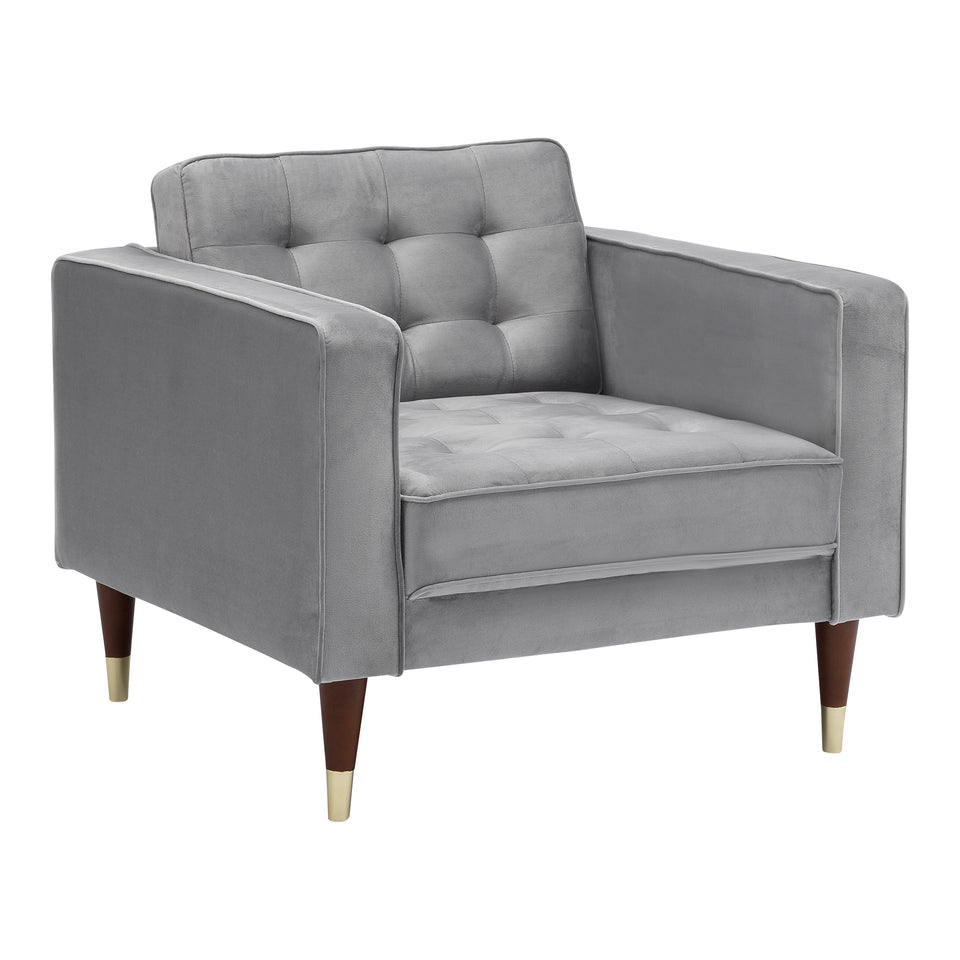 Somerset Gray Velvet Mid Century Modern Sofa Seating Set