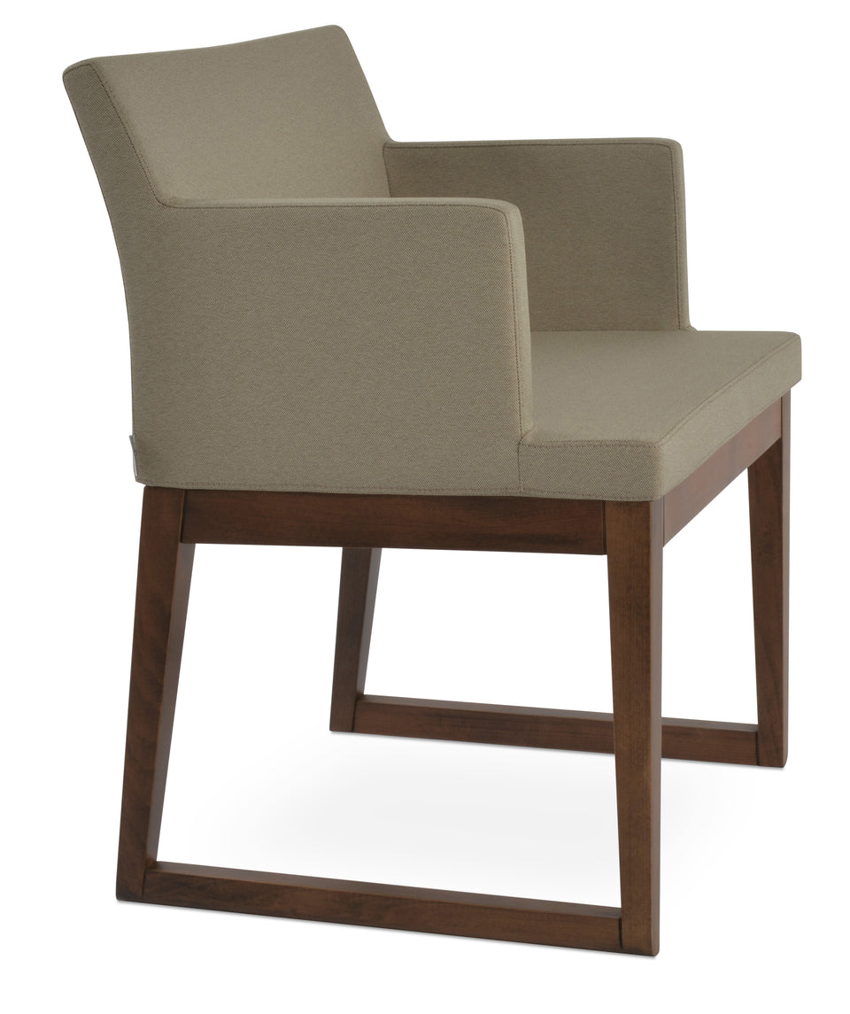 Soho Sled Wood Arm Chair.