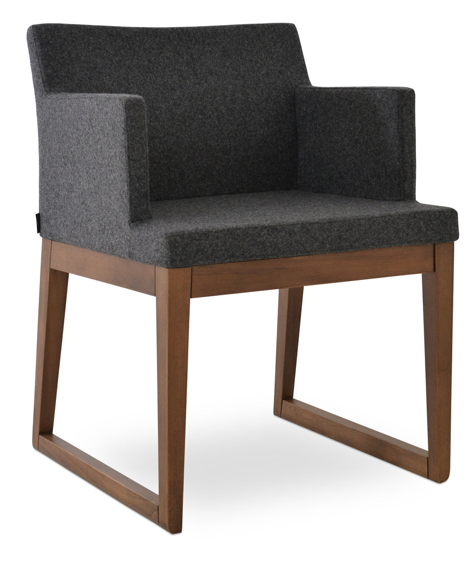 Soho Sled Wood Arm Chair.