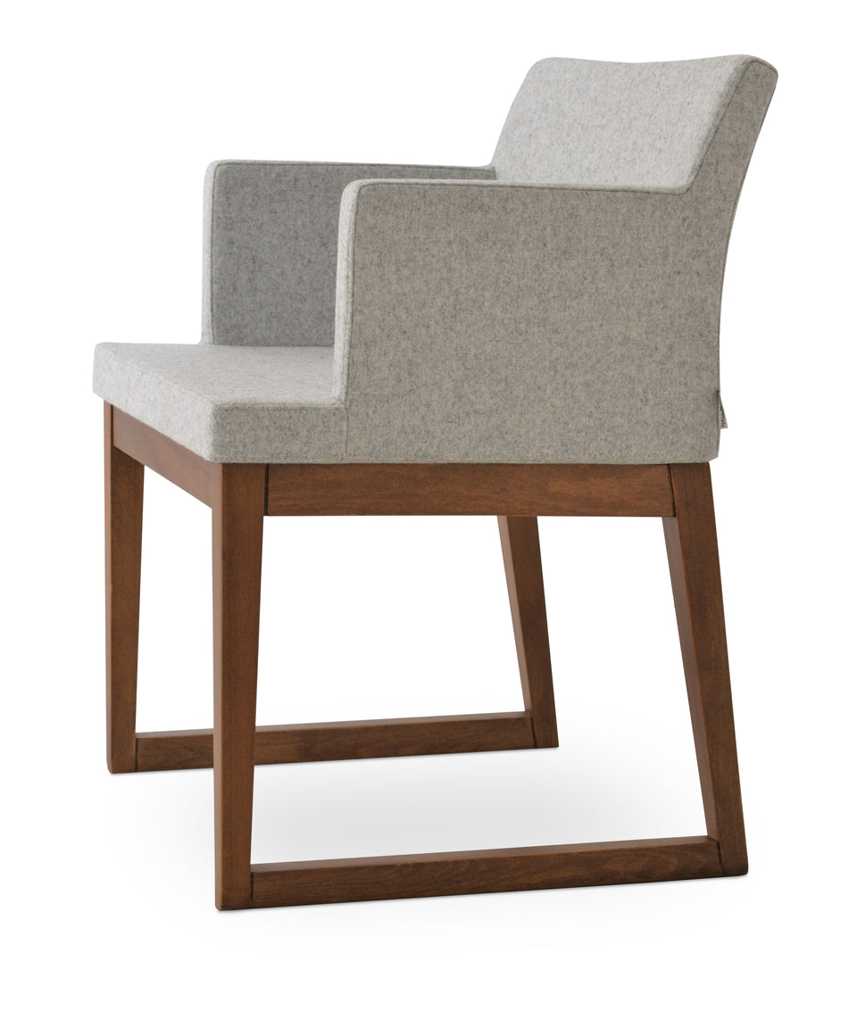 Soho Sled Wood Arm Chair.