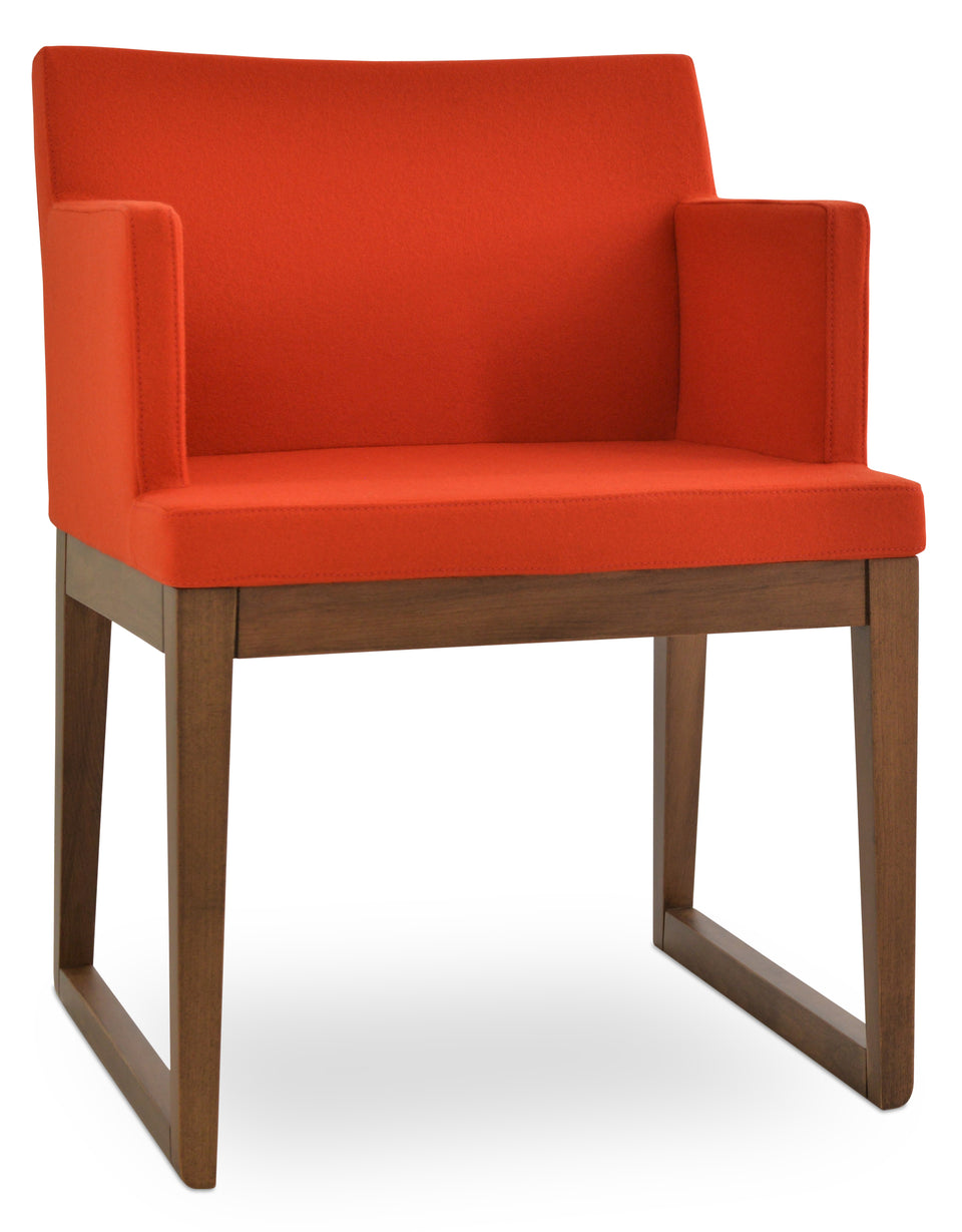 Soho Sled Wood Arm Chair.