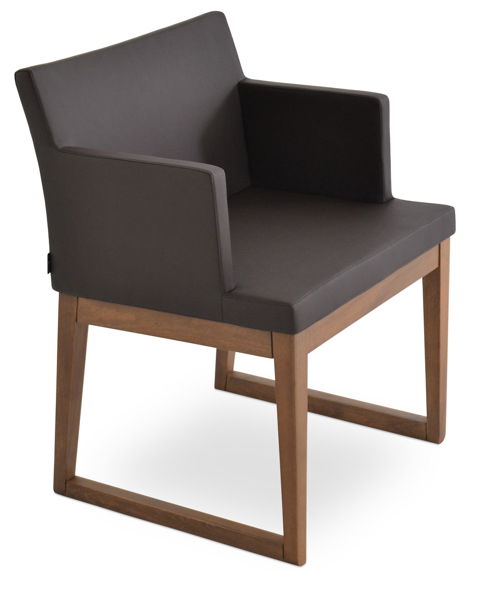 Soho Sled Wood Arm Chair.
