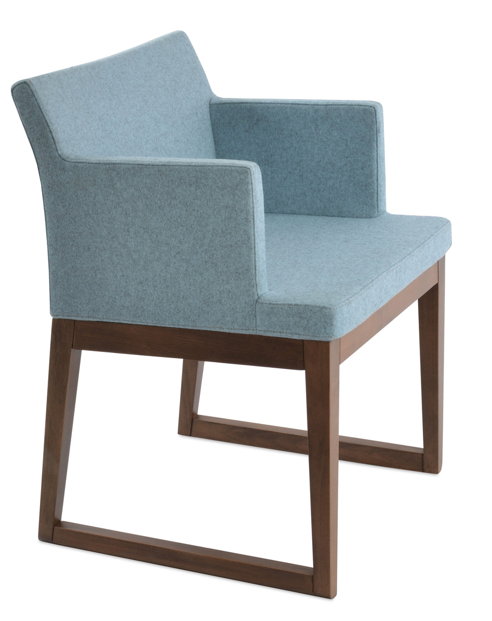 Soho Sled Wood Arm Chair.