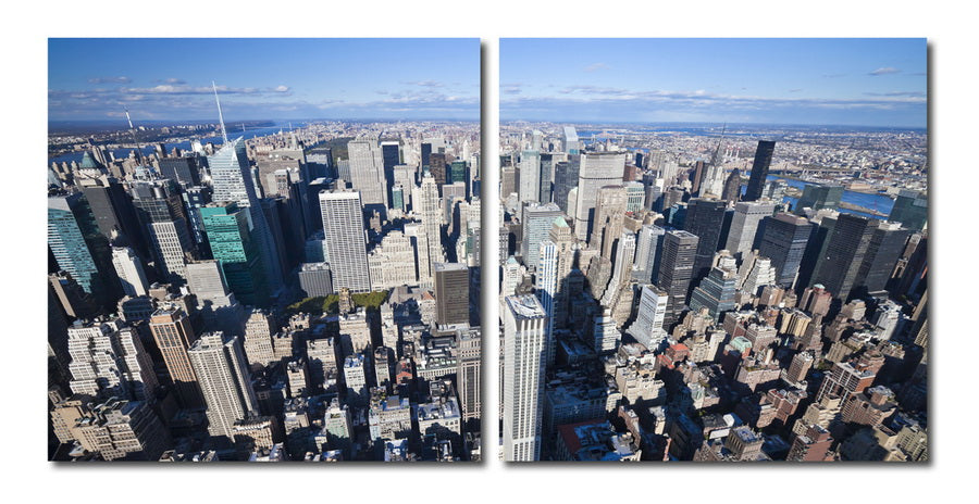 Aerial manhattan mounted photography print diptych