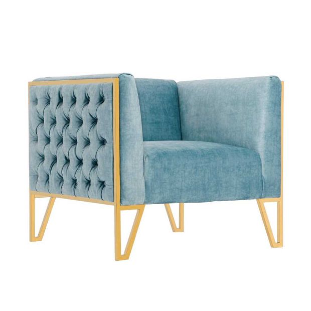 Vector Accent Chair in Ocean Blue and Gold