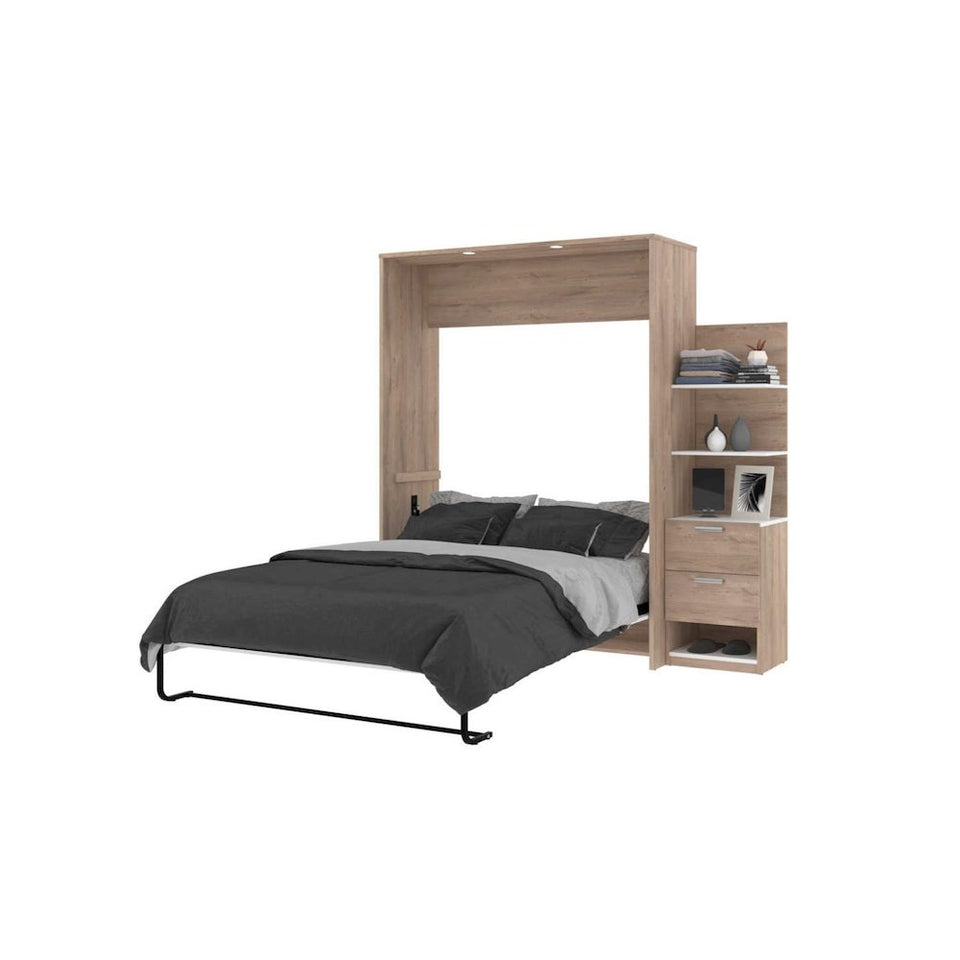 Cielo Elite 85" Queen Wall Bed kit in Rustic Brown and White