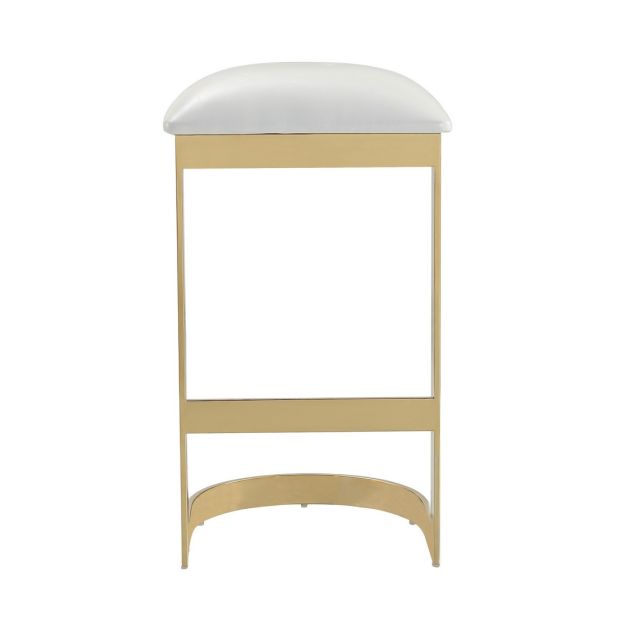 Aura Bar Stool in White and Polished Brass